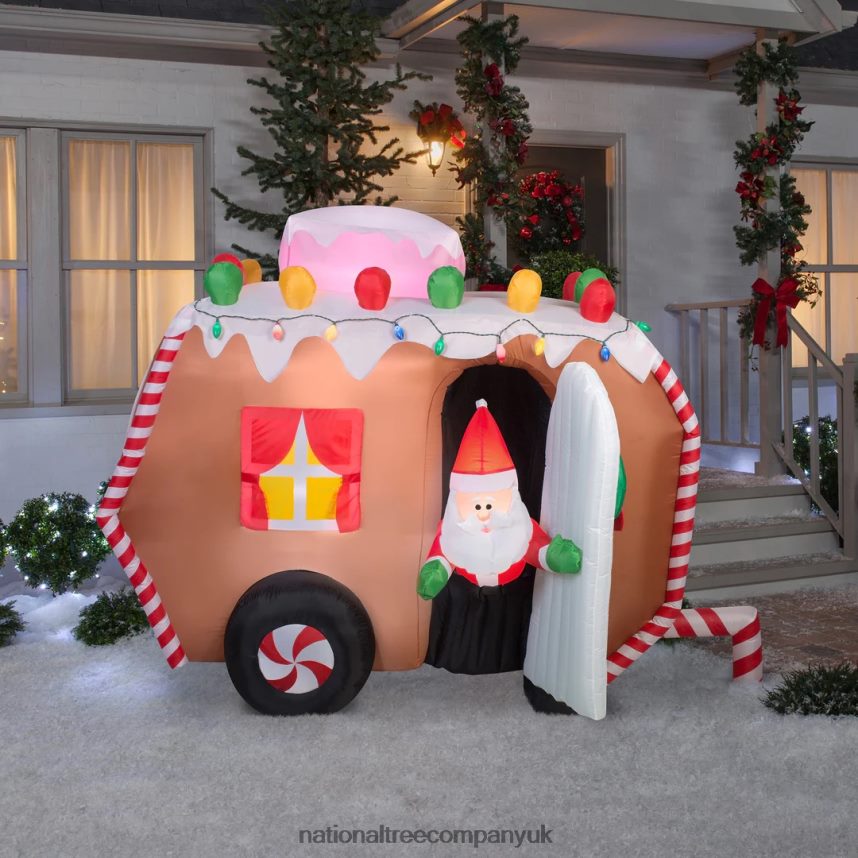 decoration | National Tree Company Inflatable Gingerbread Trailer with Santa LED Lights Plug In Christmas Collection 75 Feet F2L4F661